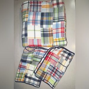 Pottery Barn Kids Madras Plaid Quilt and Shams Full Queen 84x84